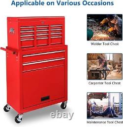 Lockable Rolling Tool Chest Tool Storage Cabinet Tool Box with 8 Drawers Red