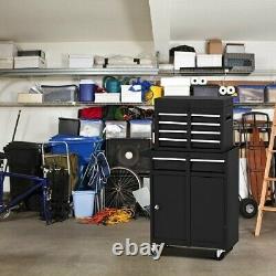 Mechanic Rolling Tool Cart Chest Cabinet 5 Sliding Drawers Storage Garage Black