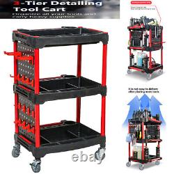 Mechanic Rolling Tool Cart Organizer Utility Car Wash Detail Trolley Tray Box