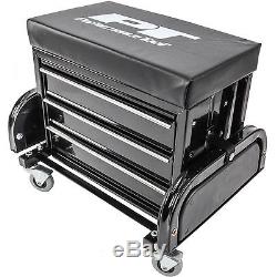 Mechanics TOOL BOX Rolling Roller Seat Creeper Stool Tray Cart Storage Chest