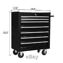 Merax 7 Drawer Tool Cabinet Tool Box Storage Chest with Rolling Casters black
