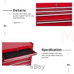 Merax 7 Drawer Tool Cabinet Tool Box Storage Chest with Rolling Casters red