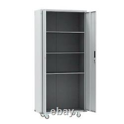 Metal Rolling Garage Tool Box File Storage Cabinet Box Shelving Door +13CM wheel