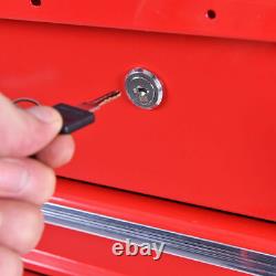 Metal Rolling Tool Cart 2 Drawer Cabinet Storage ToolBox Portable Mechanic Lock