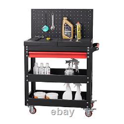 Metal Rolling Tool Cart 3Tier Cabinet Industrial Storage Tool Box Portable