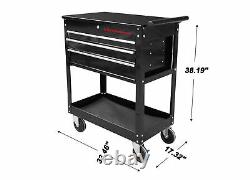 Metal Rolling Tool Cart 4 Drawer Cabinet Storage ToolBox Portable Mechanic Lock