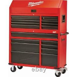 Milwaukee 16-Drawer Red Steel Tool Chest and Rolling Cabinet Set, Lockable