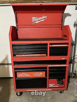 Milwaukee 46 in. 16-Drawer Tool Chest and Rolling Cabinet Set, Red and Black