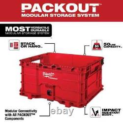 Milwaukee 48-22-8428 PACKOUT 38 in. Rolling Tool Chest + PACKOUT Crate Storage B