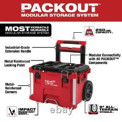 Milwaukee PACKOUT Rolling Tool Box 22 in. Lockable Padded Handle Resin Red