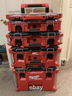 Milwaukee Packout Rolling Modular Storage Tool Boxes 5pc Set New-Used