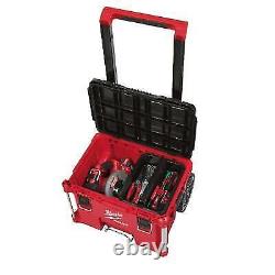 Milwaukee Packout Rolling Tool Box 22 in. Lockable Padded Handle Resin Red