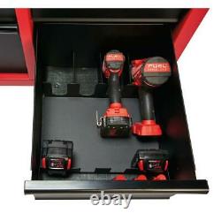 Milwaukee Steel Tool Chest Rolling Cabinet Set 14-Inch Textured Red Black