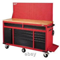Milwaukee Tool Chest Work Bench Cabinet Pegboard Top 61in Rolling Garage