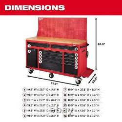 Milwaukee Tool Chest Work Bench Cabinet Pegboard Top 61in Rolling Garage Storag