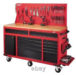 Milwaukee Tool Chest Work Bench Cabinet Pegboard Top 61in Rolling Garage Storag
