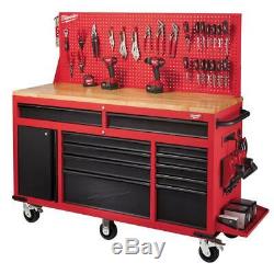 Milwaukee Tool Chest Work Bench Cabinet Pegboard Top 61in Rolling Garage Storage