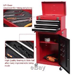 Mini Tool Box Chest Rolling Cabinet Storage Top Detach 3-Drawer Red Garage Shop