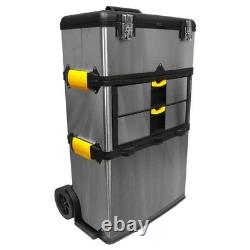 Mobile 3part Stainless Steel Tool Box Storage Chest Rolling Organizer Work Cart