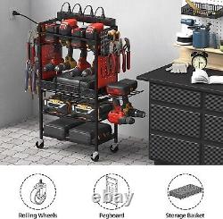 Mobile Power Tools Organizer Cart Garage Rolling Utility Tool Chest Cabinet Cart