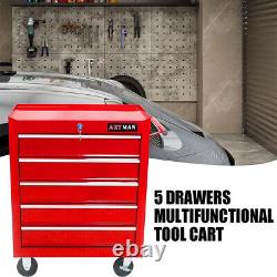 Mobile Rolling Tool Chest 5-Drawer Tool Box with Wheels Multifunctional Tool Cart
