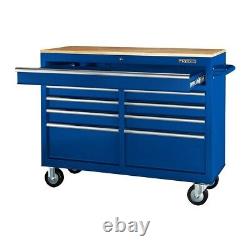 Mobile Storage Cabinet With Solid Wood Top 9 Drawer Steel Rolling Tool Box