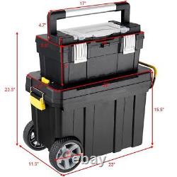 Mobile Tool Box Rolling Tools Storage Organizer Portable With Wheels Black