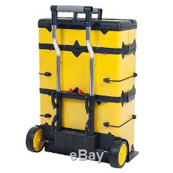 Mobile Trolley Tool Box Stacking Portable Metal Chest Rolling Wheels Handle NEW