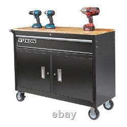 Mobile Workbench Tool Workstation Rolling Storage Cabinet With Solid Wood Top