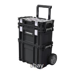 Modular Tool Storage Box Mobile Stacking 22 inch Connect Rolling System Black