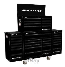Motamec PRO94 Roller Cabinet + Top Tool Chest Box Stack+ 2x Side Roll Cab Black