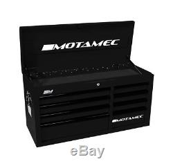 Motamec PRO94 Roller Cabinet + Top Tool Chest Box Stack+ 2x Side Roll Cab Black