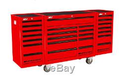 Motamec PRO94 Roller Cabinet + Top Tool Chest Box Stack+ 2x Side Roll Cab Red