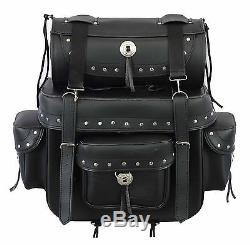 Motorcycle PU Leather Saddle Luggage Motorbike Bag with Tool Roll Box Touring