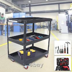Movable Organizer Storage Toolbox Trolley With Wheel 3Tier Rolling Tool Cart