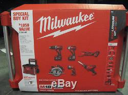 NEW, Milwaukee M18 6-Tool Combo Kit with Packout Rolling Tool Box 2697-26PO