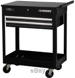 New Husky Rolling Tool Box Utility Cart Black 2-Drawer Garage Storage Portable