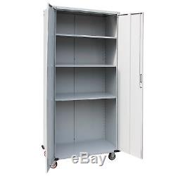 New Metal Rolling Garage Tool Box Storage Cabinet Shelving Stainless Steel Doors