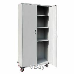 New Rolling Garage Tool File Storage Cabinet Box Shelving Doors with 13CM wheel