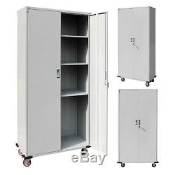 New Rolling Garage Tool File Storage Cabinet Box Shelving Doors with 13CM wheel