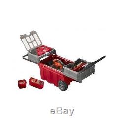 Plastic Portable Tool box Red rolling organizer chest cart storage garage NEW