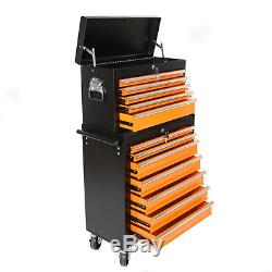 Portable 16 Drawers Tool Cart Top Chest Box Rolling Toolbox Cabinets Storage