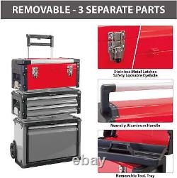 Portable Garage Rolling Upright Trolley Tool Box With 3 Drawers Workshop Organizer