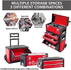Portable Mobile Storage Tool Chest Rolling Garage Lockable Tool Box with3 Drawers