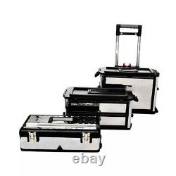 Portable Rolling Tool Box Trolley Travel Carrier Storage Cabinet with 2 Wheels