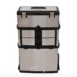 Portable Rolling Wheels Tool Parts Storage Organizer Suitcase Compartment Box
