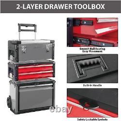 Portable Steel Plastic Stackable Rolling Upright Trolley Tool Box With 3 Drawers