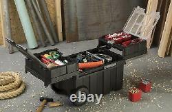 Portable Sturdy Resin Storage Rolling Tool Box Garage Organizer Lockable Cart
