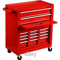 Portable Top Chest Rolling Tool Storage Box Sliding Drawers Trays Bottom Cabinet