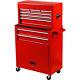 Portable Top Chest Tool Storage Box Cabinet Sliding Drawers 2 In 1 Rolling Red
